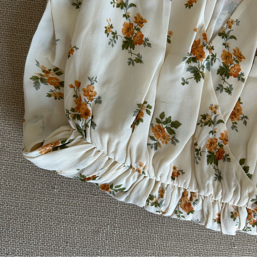 Reformation Farah Midi Dress Nicola Yellow Ivory Floral Summer Causal French - Picture 8 of 13